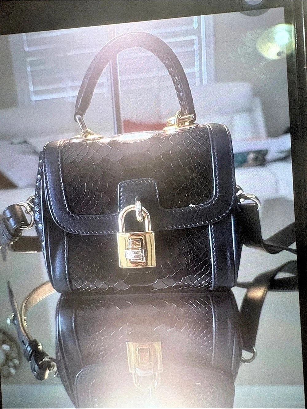 Dolce & Gabbana Mini Sicily Handbag in Python Leather Black